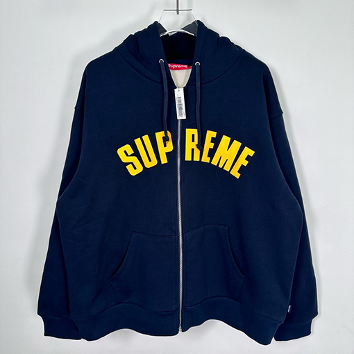 シュプリーム Supreme アップリケ文字ワッフルフリース裏地付きジップアップパーカー