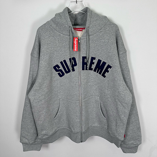 シュプリーム Supreme アップリケ文字ワッフルフリース裏地付きジップアップパーカー