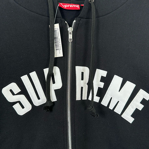 シュプリーム Supreme アップリケ文字ワッフルフリース裏地付きジップアップパーカー