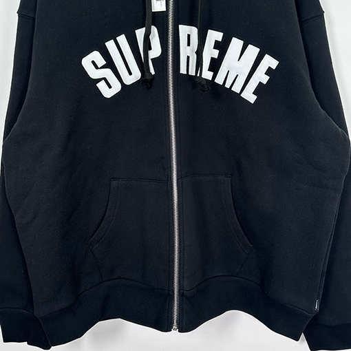 シュプリーム Supreme アップリケ文字ワッフルフリース裏地付きジップアップパーカー
