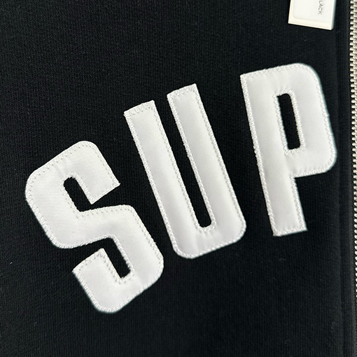 シュプリーム Supreme アップリケ文字ワッフルフリース裏地付きジップアップパーカー