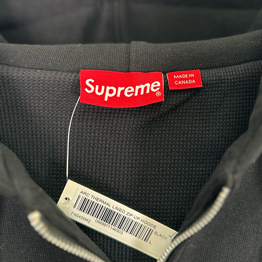 シュプリーム Supreme アップリケ文字ワッフルフリース裏地付きジップアップパーカー