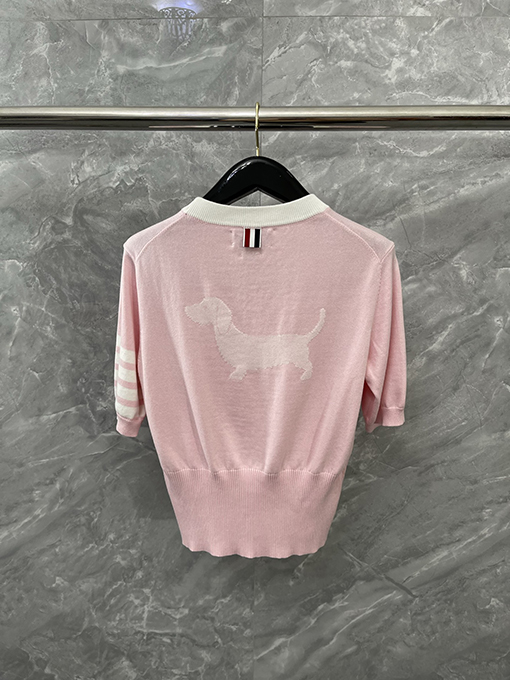 トムブラウン 綿100％ストレッチのクルーネックニット半袖Tシャツ
