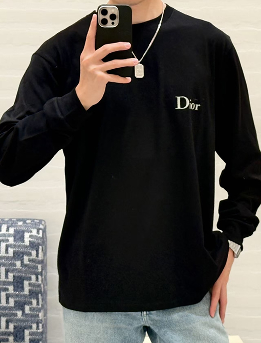 ディオールコピー Dior ロゴ刺繍入り長袖シャツ