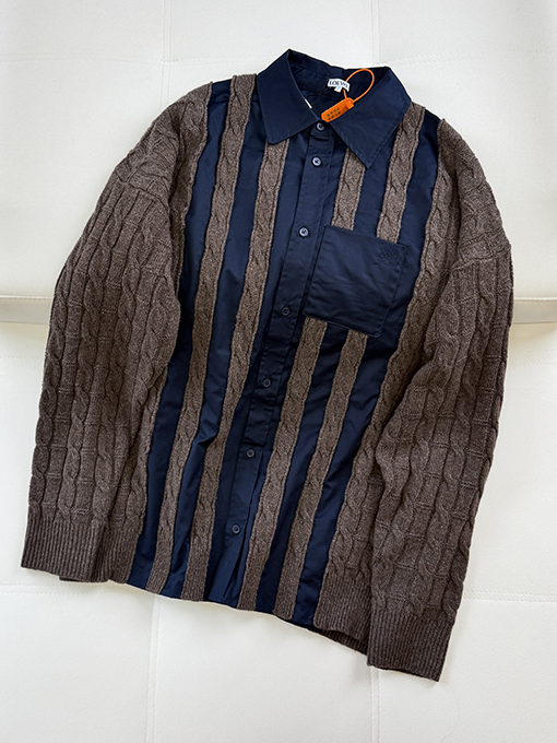 ロエベ ウール混紡の刺繍入り長袖シャツ