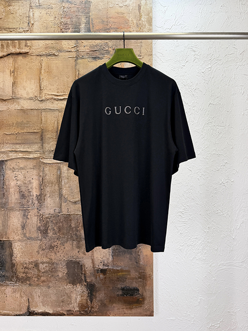 グッチコピー Gucci TPU グリッター文字プリント半袖Tシャツ