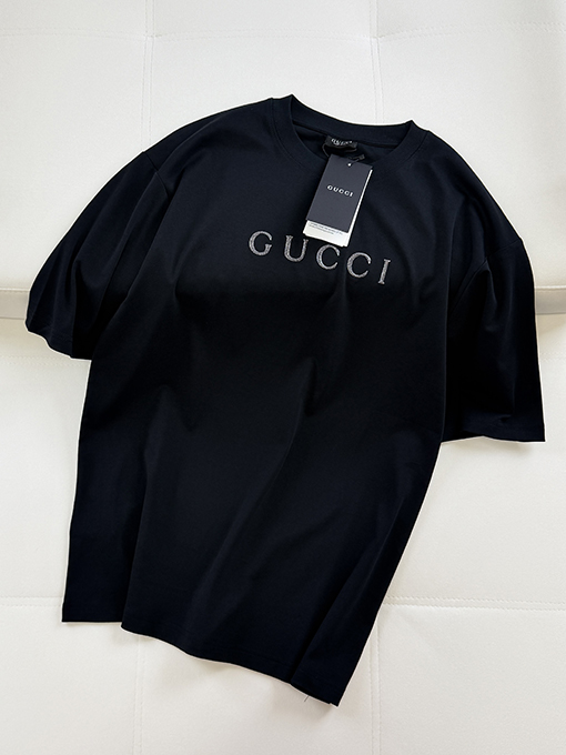 グッチコピー Gucci TPU グリッター文字プリント半袖Tシャツ