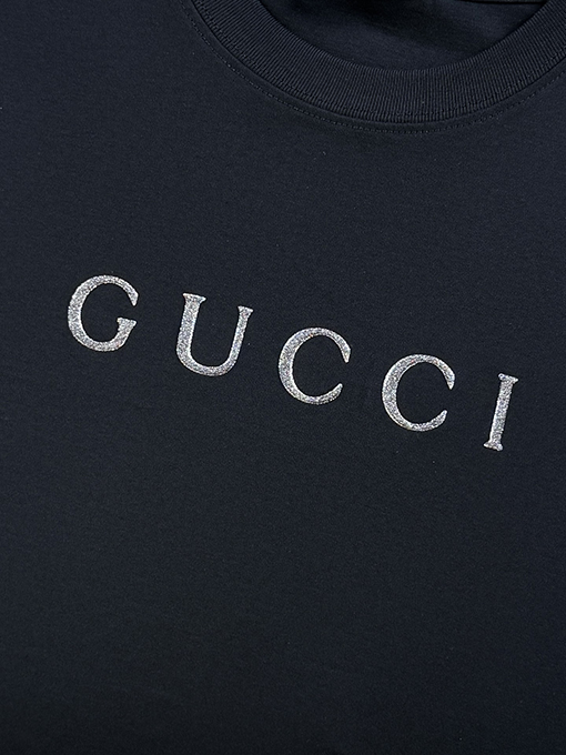 グッチコピー Gucci TPU グリッター文字プリント半袖Tシャツ