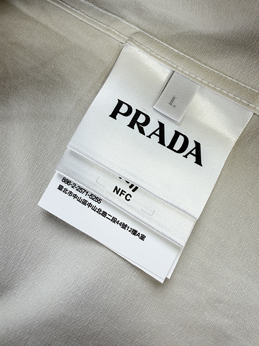 プラダ 刺繍入りコットン長袖シャツ