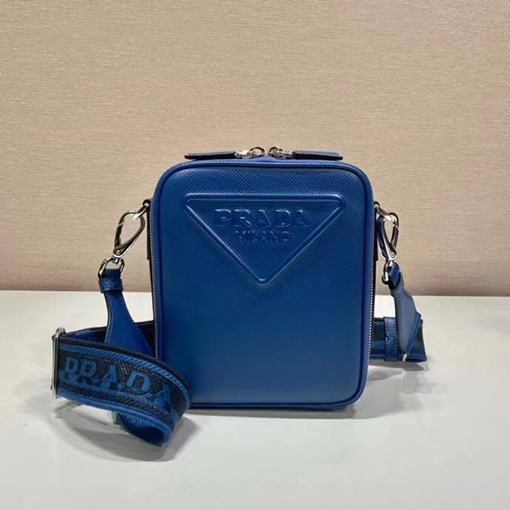 プラダ偽物 Saffiano 刺繍リボン付きメンズクロスボディバッグ