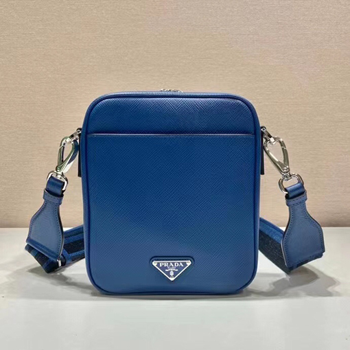 プラダ偽物 Saffiano 刺繍リボン付きメンズクロスボディバッグ