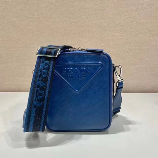プラダ偽物 Saffiano 刺繍リボン付きメンズクロスボディバッグ