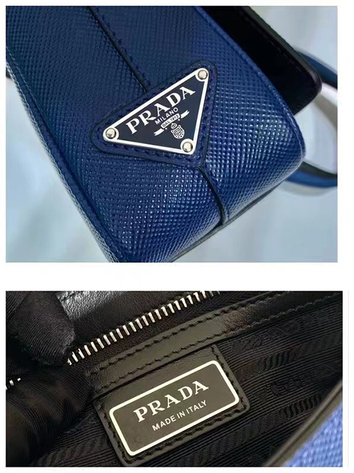 プラダコピー Saffiano クラシック刺繍リボン付きメンズクロスボディバッグ