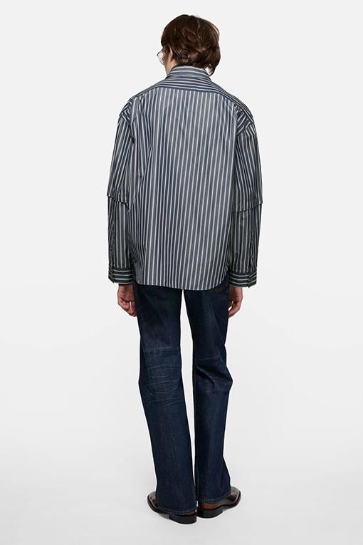 アクネストゥディオズ長袖シャツコピー Acne Studios ロゴ入りダブルスリーブストライプ長袖シャツ