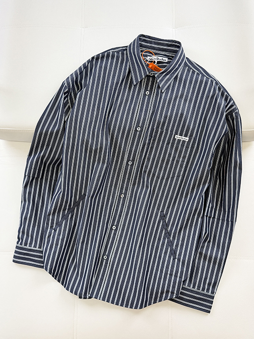 アクネストゥディオズ長袖シャツコピー Acne Studios ロゴ入りダブルスリーブストライプ長袖シャツ