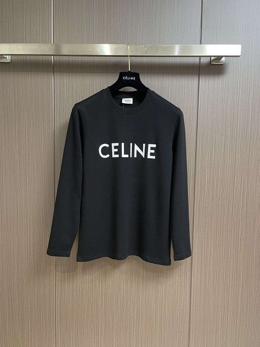 セリーヌ CELINE クラシックなロゴプリントクルーネック長袖シャツ