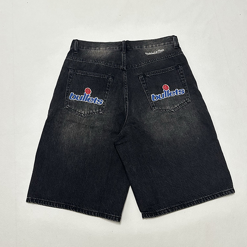 シュプリームコピー SUPREME コラボレーション風アップリケ付きレトロデニムショートパンツ