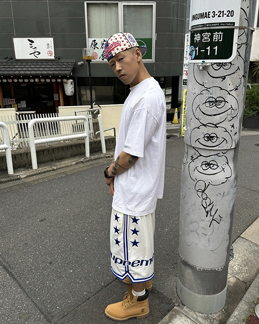 シュプリーム SUPREME カラーブロックのサイドストライプと星の刺繍が入ったアスレチックショーツ