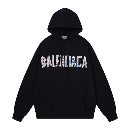 バレンシアガ BALENCIAGA フロントレターグラフィティテープダイレクトプリントパーカー