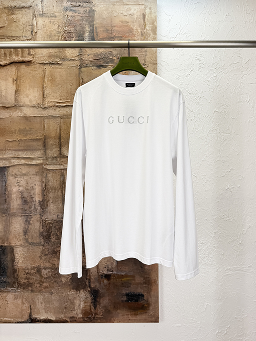 グッチスーパーコピー Gucci シルバーレタープリント長袖シャツ