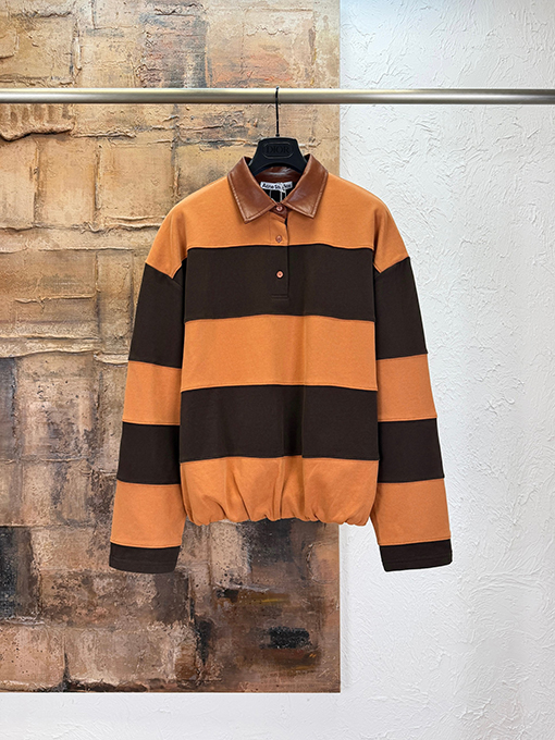 アクネストゥディオズ Acne Studios レトロなレザーカラーのストライプ柄スウェットシャツ