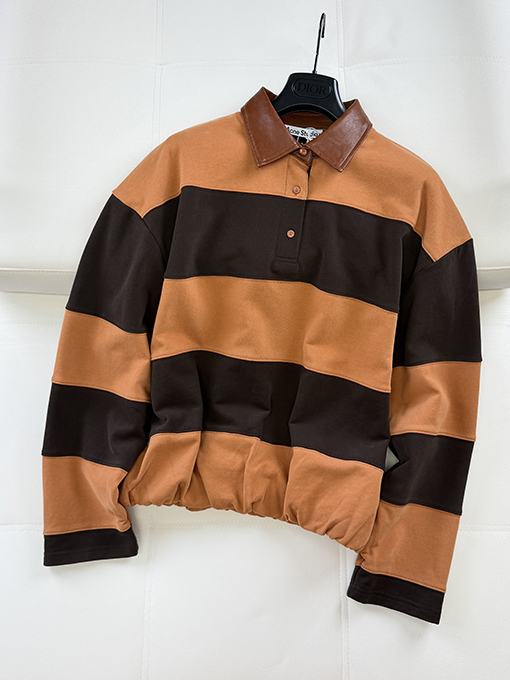 アクネストゥディオズ Acne Studios レトロなレザーカラーのストライプ柄スウェットシャツ
