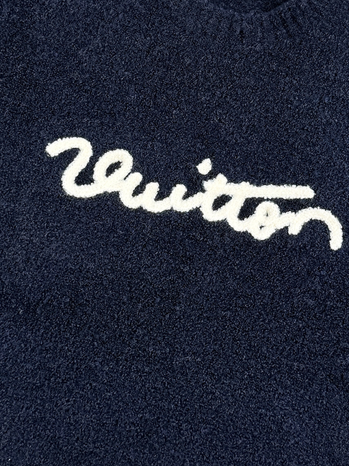 ルイヴィトン ロゴ刺繍入りウール混ニットクルーネックセーター