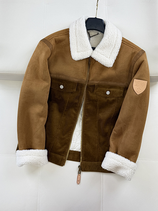 ルイヴィトンスーパーコピー コーデュロイ×ウール切り替えジャケット
