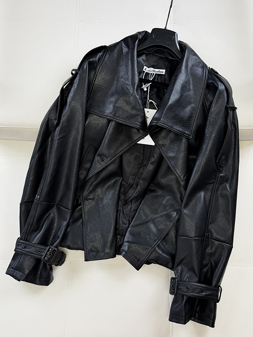 アクネストゥディオズ Acne Studios ダブルブレスト・スタンドカラー・シボ革ジャケット