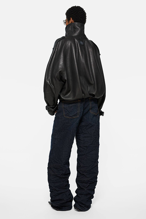 アクネストゥディオズ Acne Studios ダブルブレスト・スタンドカラー・シボ革ジャケット