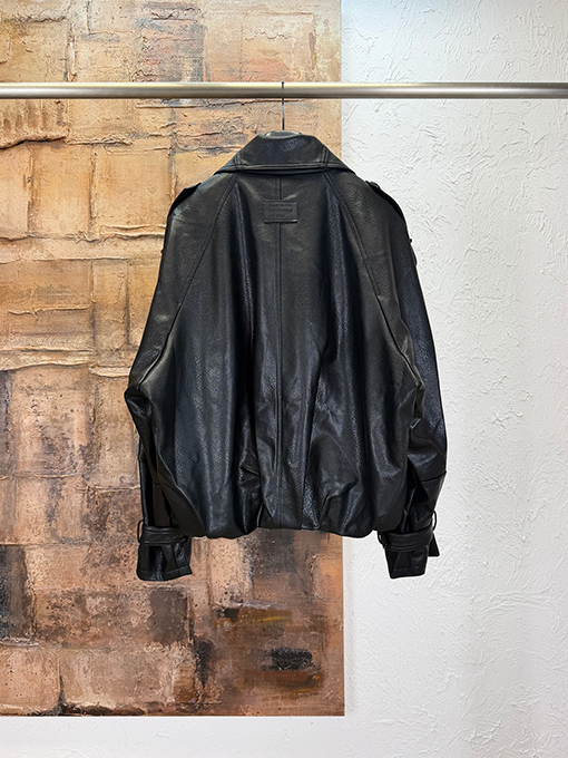 アクネストゥディオズ Acne Studios ダブルブレスト・スタンドカラー・シボ革ジャケット