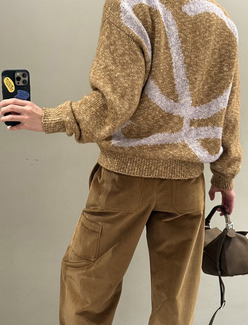 ロエベ インターシャ編み ウール混ジップアップジャケット