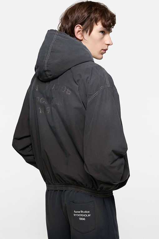 アクネストゥディオズ偽物 Acne Studios マイクロロゴプリント入りフード付きダメージジャケット