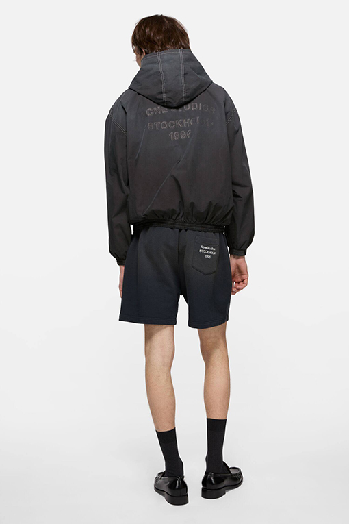 アクネストゥディオズ偽物 Acne Studios マイクロロゴプリント入りフード付きダメージジャケット