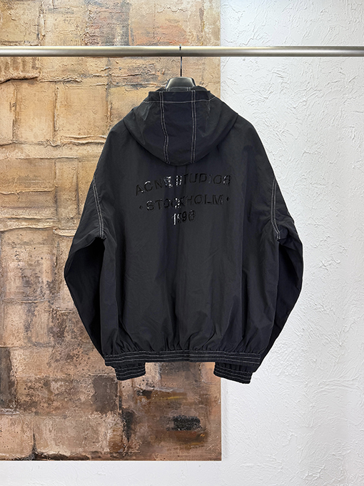 アクネストゥディオズ偽物 Acne Studios マイクロロゴプリント入りフード付きダメージジャケット