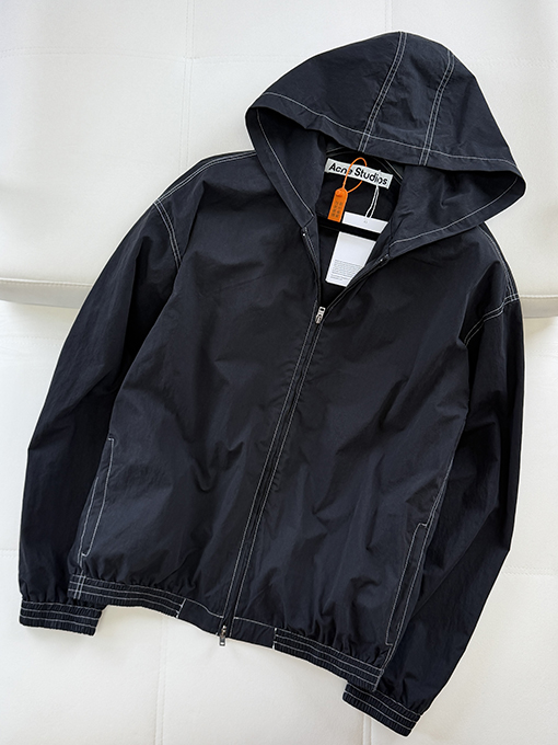 アクネストゥディオズ偽物 Acne Studios マイクロロゴプリント入りフード付きダメージジャケット