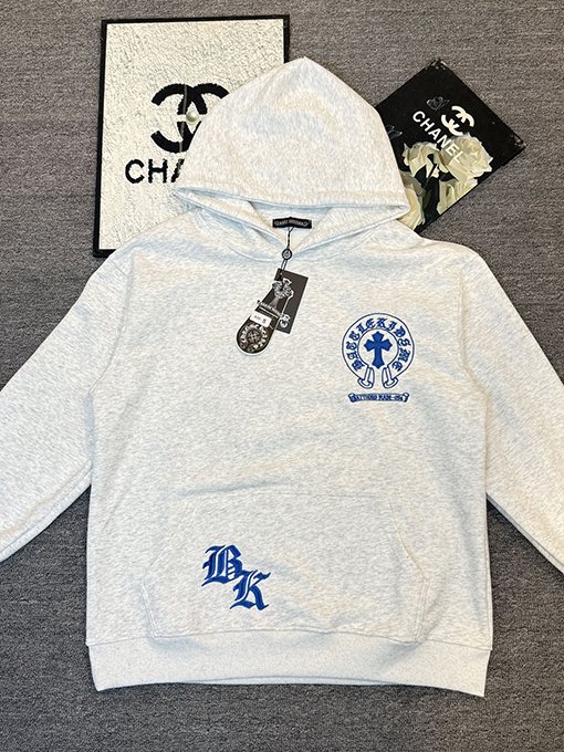 クロムハーツ レザー刺繍入り限定カップルパーカー