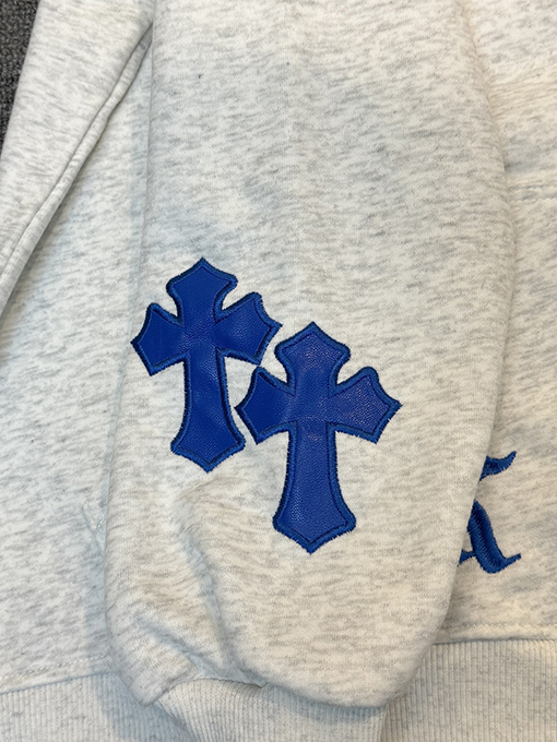 クロムハーツ レザー刺繍入り限定カップルパーカー