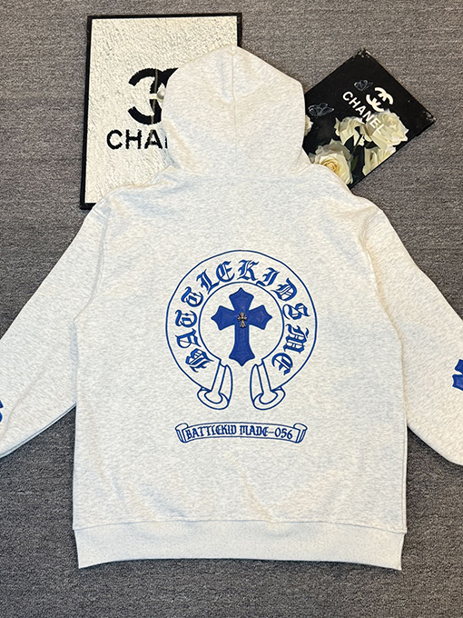 クロムハーツ レザー刺繍入り限定カップルパーカー