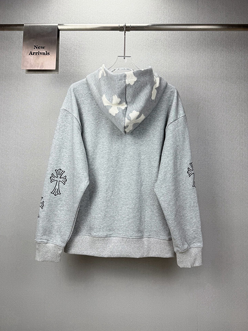 クロムハーツコピー 磨き上げられた十字架の刺繍入りカップルフード付きスウェットシャツ