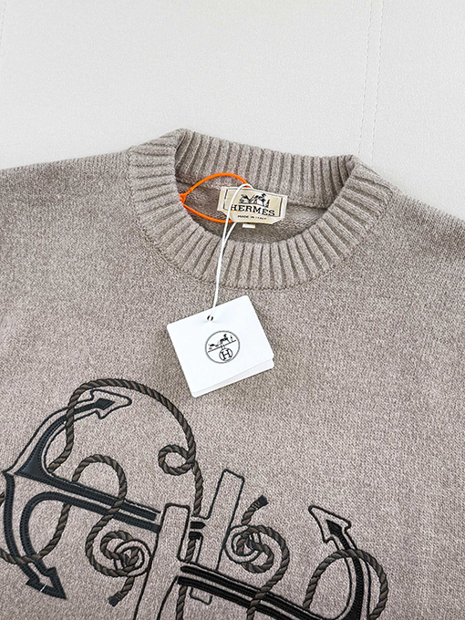 エルメスウールニットウェアコピー 刺繍入りのウールニットウェア