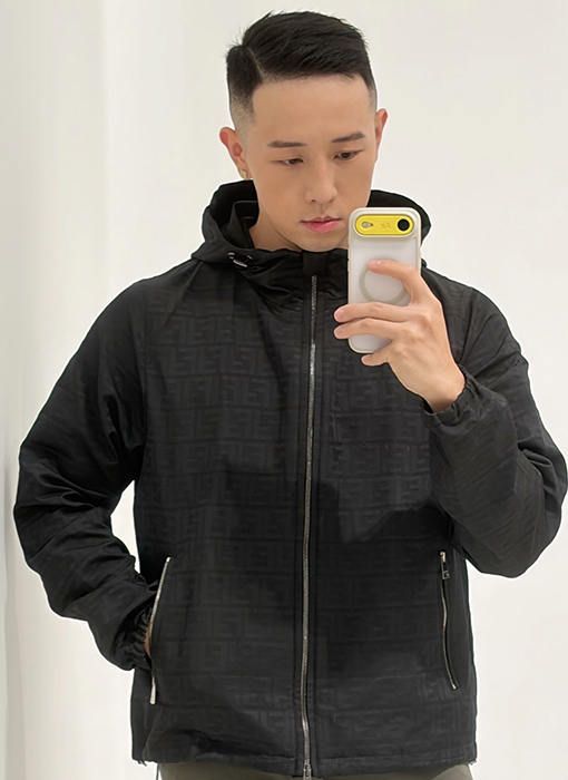 フェンディスーパーコピー ジャカード織りのフード付き防風ジャケット