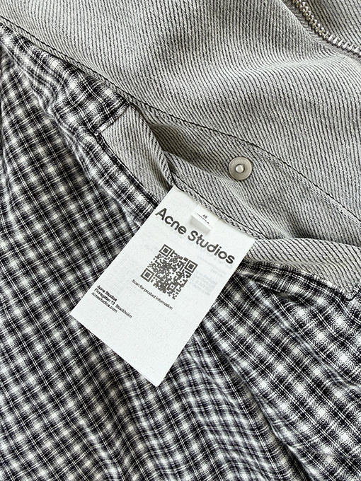 アクネストゥディオズ偽物 Acne Studios クラシックなレザーカラーのダメージデニムコットンジャケット