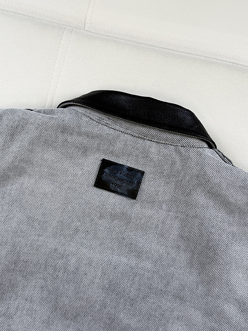 アクネストゥディオズ偽物 Acne Studios クラシックなレザーカラーのダメージデニムコットンジャケット