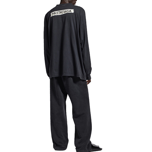 バレンシアガ偽物 Balenciaga ロゴ入りの白いテープの長袖シャツ