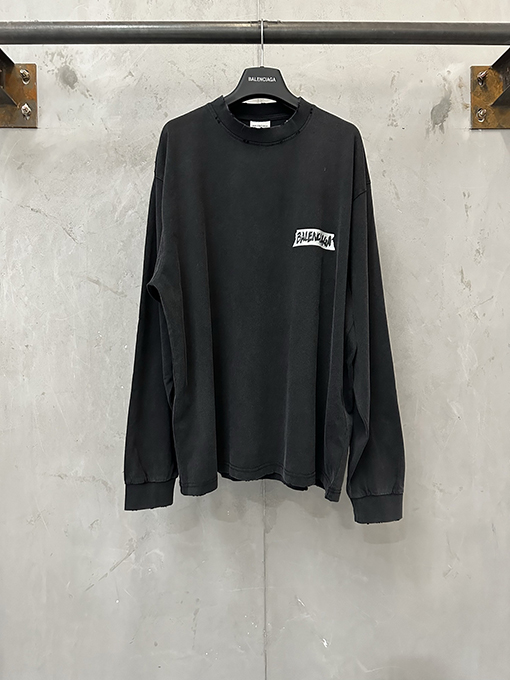 バレンシアガ偽物 Balenciaga ロゴ入りの白いテープの長袖シャツ