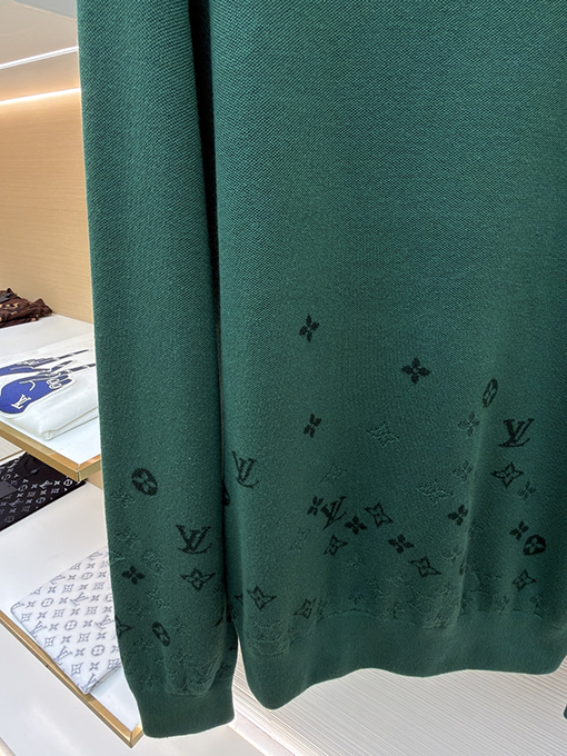 ルイヴィトン 文字グラデーションジャカード刺繍ニットセーター
