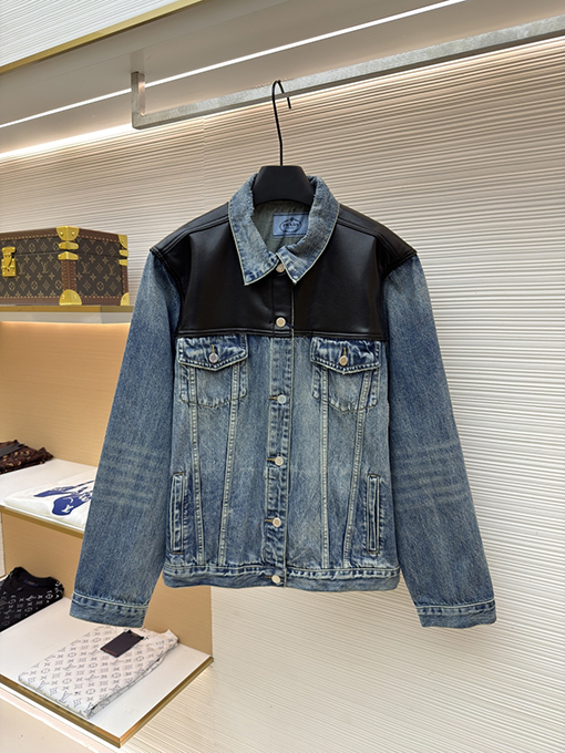 プラダコピー レザーデニムジャケット