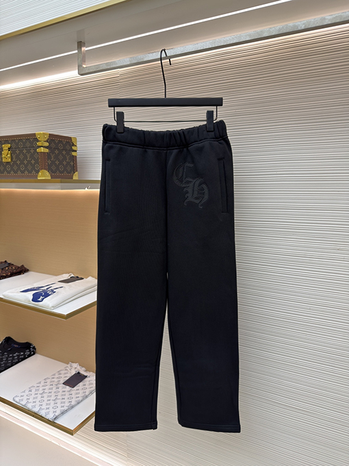 クロムハーツ 刺繍ロゴ入りの黒いスウェットパンツ