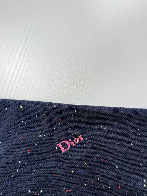 ディオール 文字ロゴ刺繍入りドットジャカードラウンドネックニットセーター